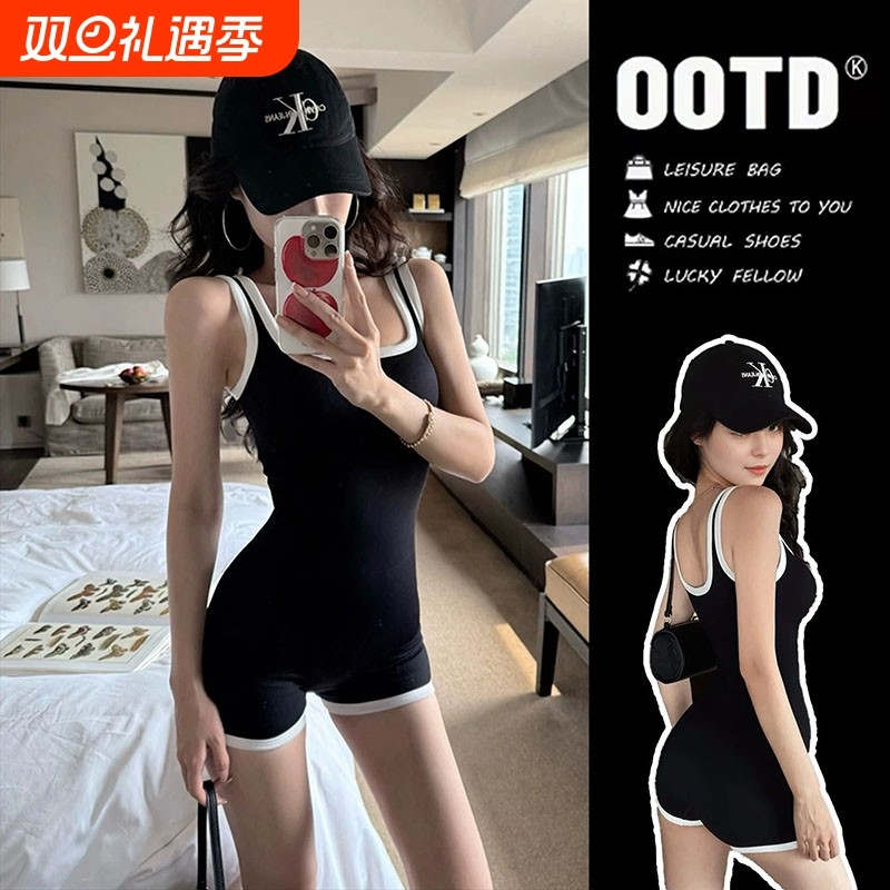 泳衣女竞速游泳馆专用连体泳装黑色绝美泰式遮肉保守泡温泉游泳衣