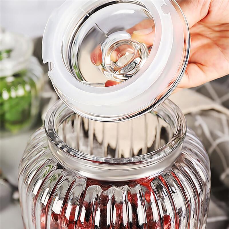 泡菜坛子密封罐玻璃瓶食品级空瓶子带盖小号罐子储物腌菜家用糖罐