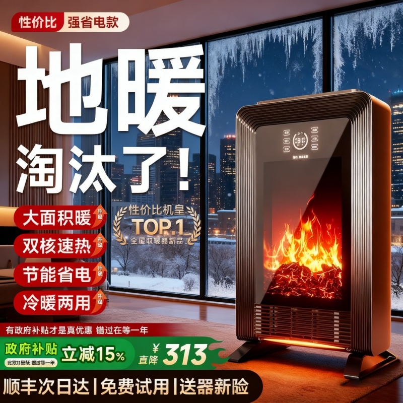 宝宝母婴级通用壁炉蓝牙音响石墨烯制热大面积家用全屋取暖器