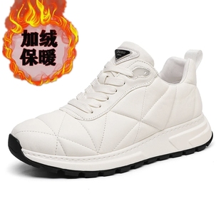 韩版真皮牛皮男士大头板鞋2025秋季新款小白鞋休闲歪头小丑鞋加绒