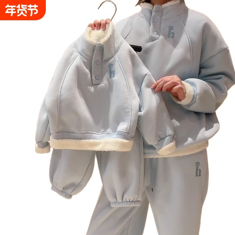 2025冬新款儿童加绒加厚卫衣套装男女童休闲卫衣卫裤两件套THH258,童装/婴儿装/亲子装,儿童运动套装,淘宝优惠券,粉丝福利购,淘宝优惠卷