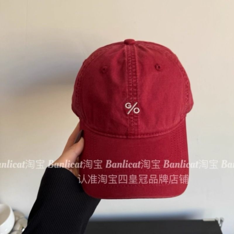 2025年新款韩版好货 复古红色软顶棒球帽韩女春夏显脸小鸭舌帽男