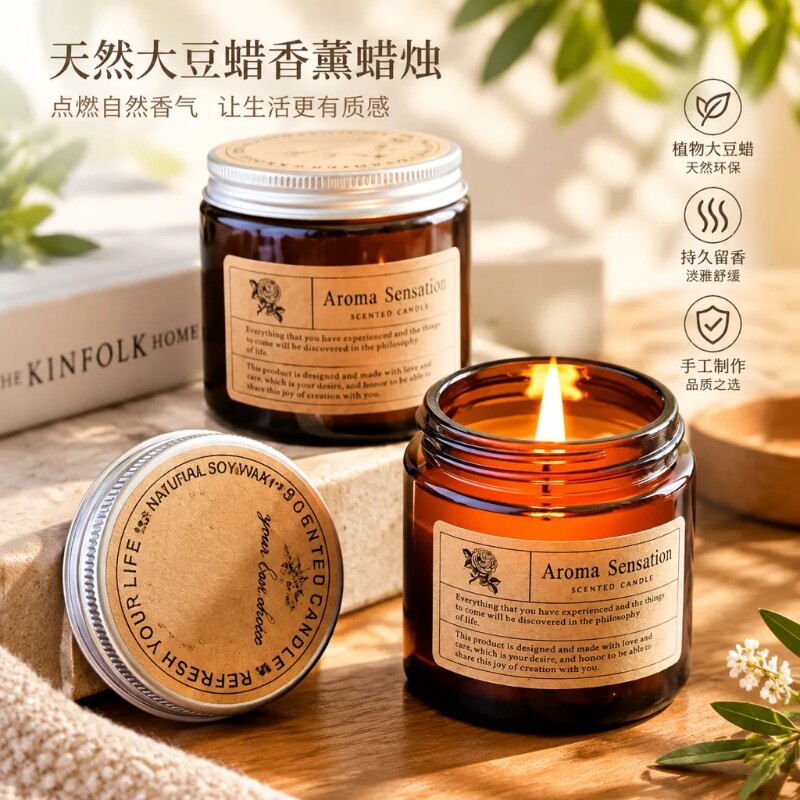 精油香薰蜡烛助眠女卧室淡香房间室内持久熏香摆件礼物伴手礼礼品