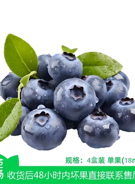 【芭芭农场】云南蓝莓4盒装18mm+ 单盒125g/盒京东包邮