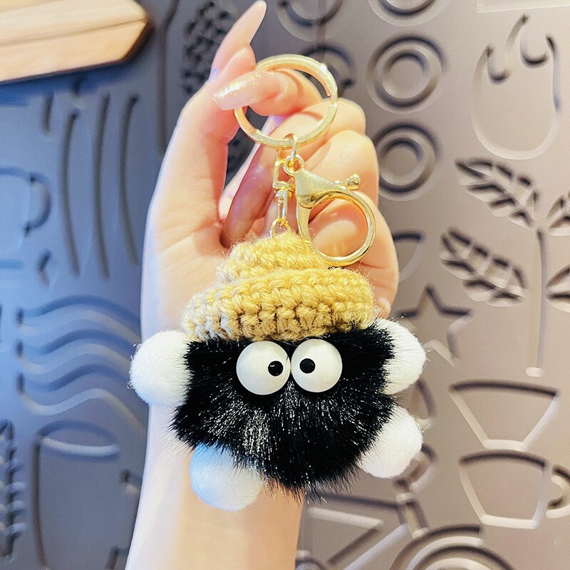 可爱毛线帽小煤球毛绒公仔车钥匙扣女精致卡通情侣书包挂件小礼品