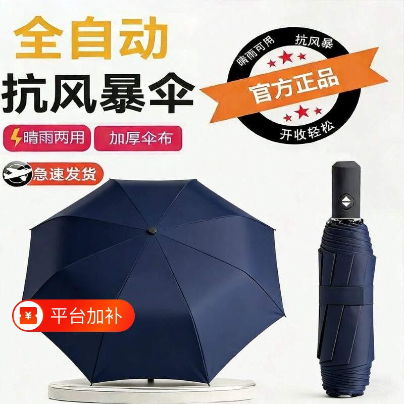 自动24骨双龙骨雨d伞大号加固抗风全自动双人高级感遮阳两用黑色