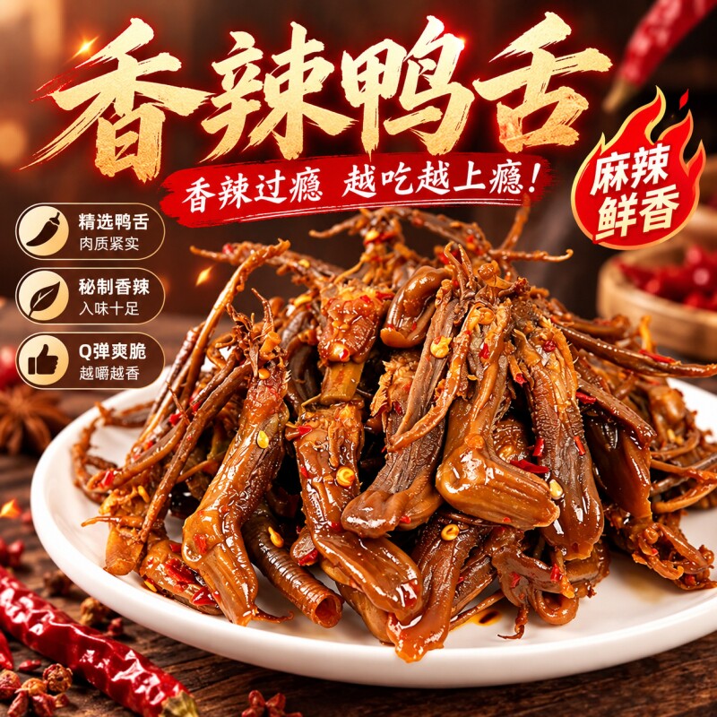 原味鲜香辣小鸭舌湖南特产大鸭舌头卤味解馋即食休闲小吃零食熟食