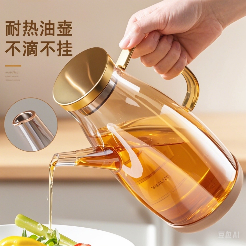 油壶家用厨房玻璃防漏油瓶日式不挂油大容量酱油罐不锈钢调味料瓶
