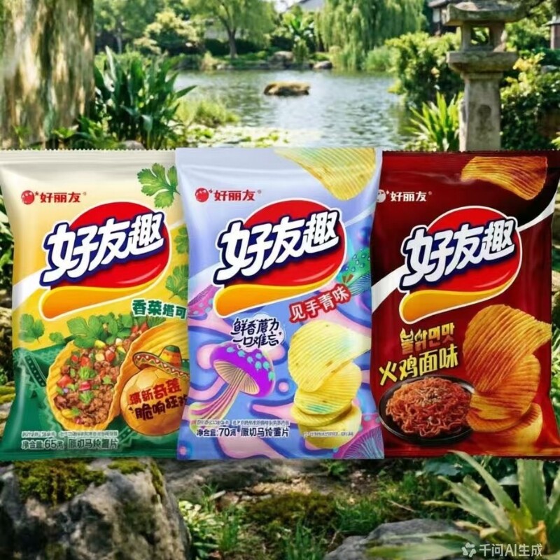 好丽友薯片香菜塔可味70g袋装休闲零食膨化食品泡菜见手青夜宵