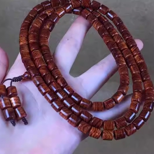 海南黄花梨紫油梨8mm108颗桶珠虎皮老型手串老料手持佛珠手链盘玩