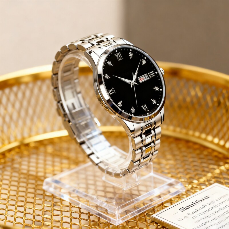 手表男款机械风全自动防水高级感全自动男表数字双日历防水腕表男