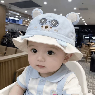 宝宝帽子夏季遮阳帽儿童防晒帽男宝渔夫帽披肩太阳帽女童男童新款
