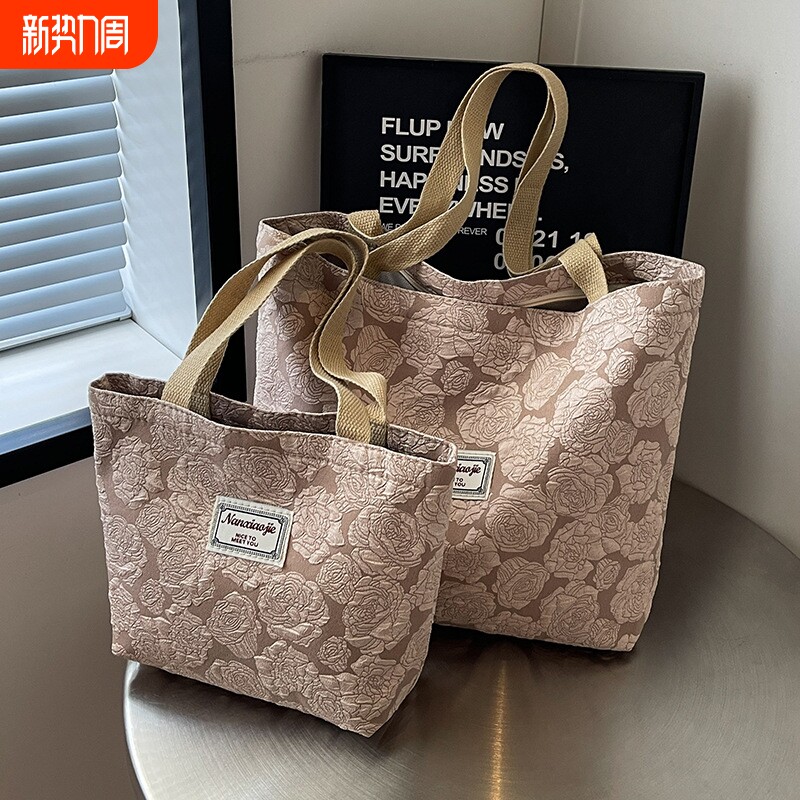 韩国ins小众帆布包包新款时尚通勤托特包女大学生上课单肩包手提