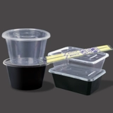 Круглая одноразовая коробка для ланч коробки с помощью ланч -коробки Толстая еда -Объявляйте пластиковую вынос быстро -коробка с коробкой из при льденном порошковой миске с крышкой