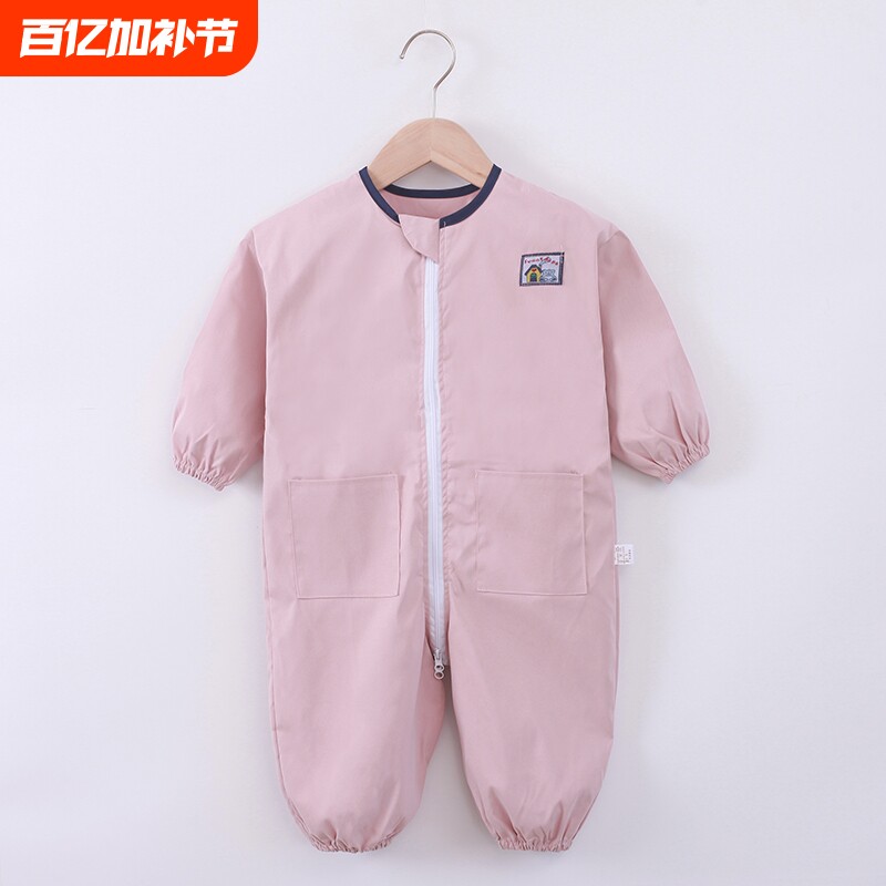 儿童连体罩衣秋冬外穿防脏宝宝吃饭护衣男女宝长袖薄款哈衣爬行服