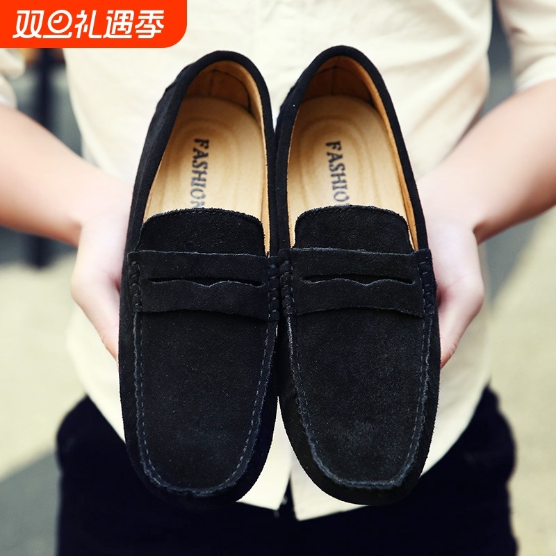 大码豆豆鞋男2025年新款秋季真皮透气磨砂牛筋底韩版高端4647