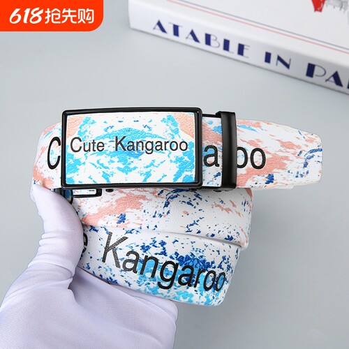 Cute Kangaroo新款全卡槽自动腰带男女同款高级牛仔裤皮带字母
