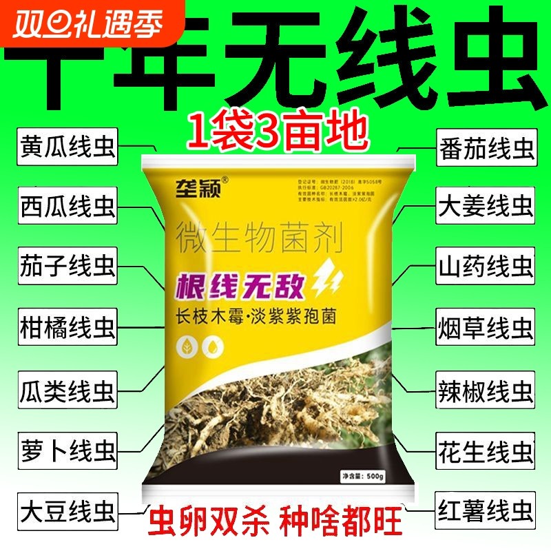 农用根结线虫专用药淡紫紫孢菌根结根瘤杀菌根线灵地下根通用菌剂