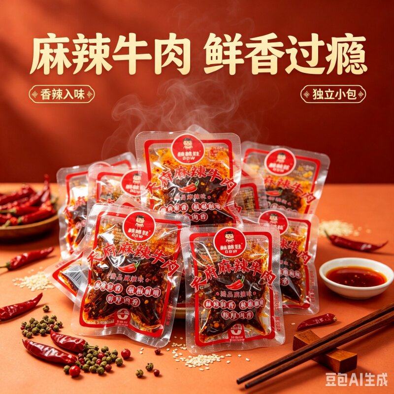 四川特产棒棒娃天府麻辣牛肉干500g甜辣小包解馋零食辣味健康好吃