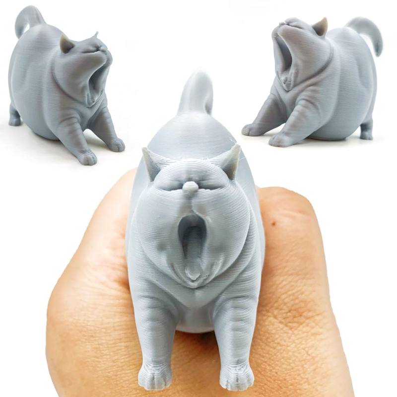 3D打印可爱小猫咪摆件创意桌面装饰卡通打哈欠猫汽车内房间装饰品