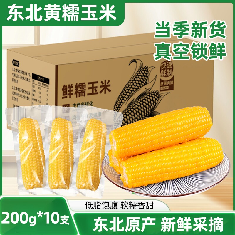 东北黄糯玉米棒真空包装非转基因黄新鲜甜玉米主食真空装早餐饱腹
