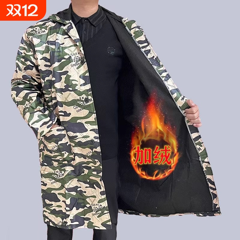 罩衣工作服冬季加绒加厚男2025新款防水防脏干活大褂长袖厨房围裙