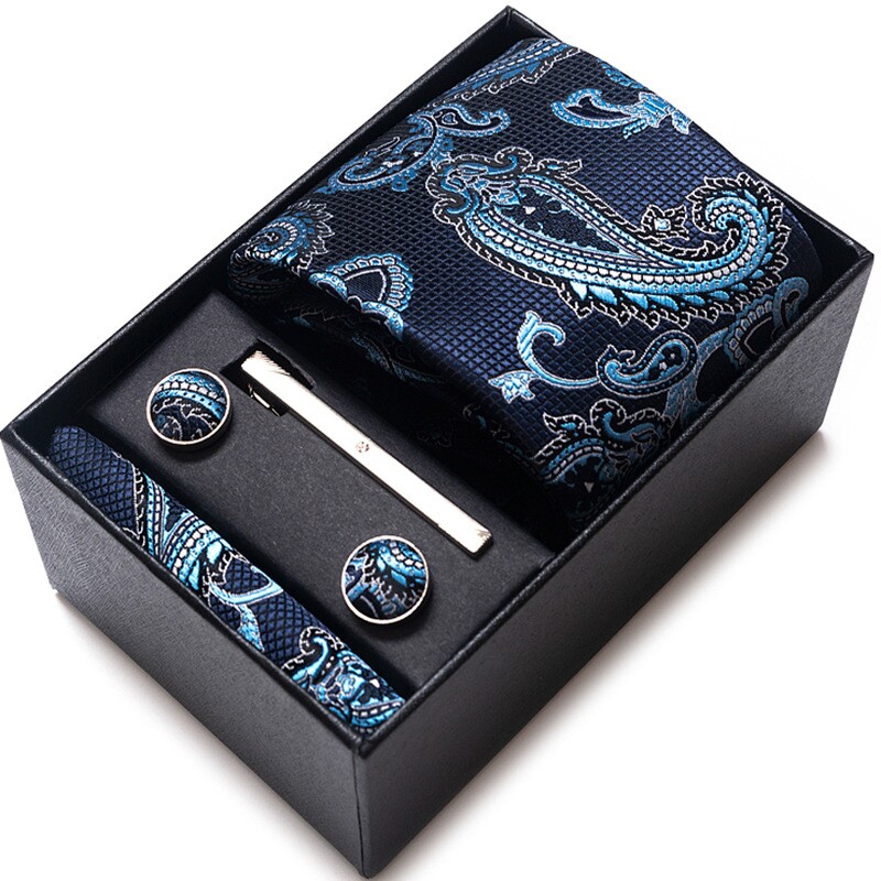 男士正装领带袖扣口袋巾六件套装高档西装小方巾复古花纹新郎结婚