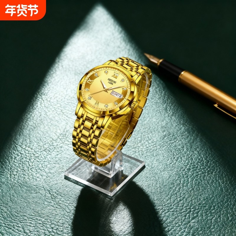 镂空男士手表男正品名牌全自动非机械表钢带男款商务防水石英腕表