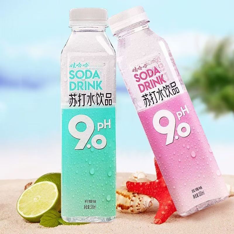 娃哈哈苏打水柠檬味/玫瑰味现货500ml装PH9.0弱碱苏打水5瓶尝鲜YT