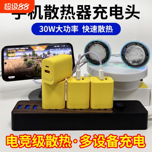 手机散热器充电头30W双口A+C