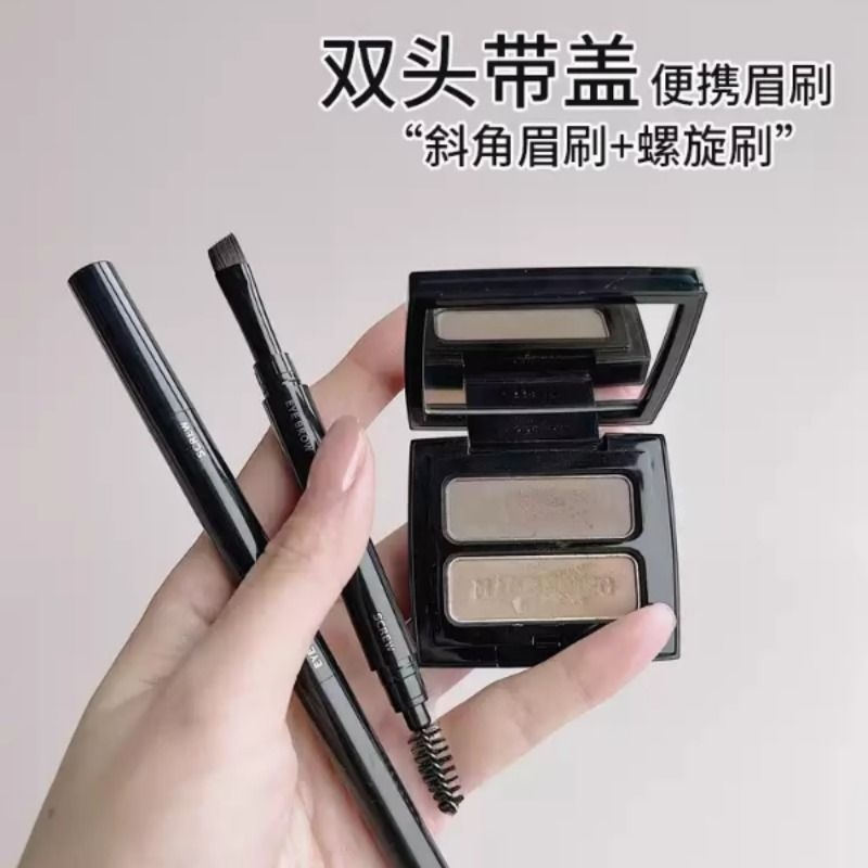 带盖便携双头眉刷螺旋刷眉粉刷斜角扁头扫眉刷子刀锋眼线刷下至刷