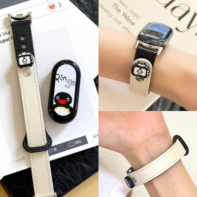 企鹅电视机适用于10小米手环8/9pro表带女生新款9原创意8通用NFC版电视机企鹅可爱5/4新款nfc版智能夏季环带
