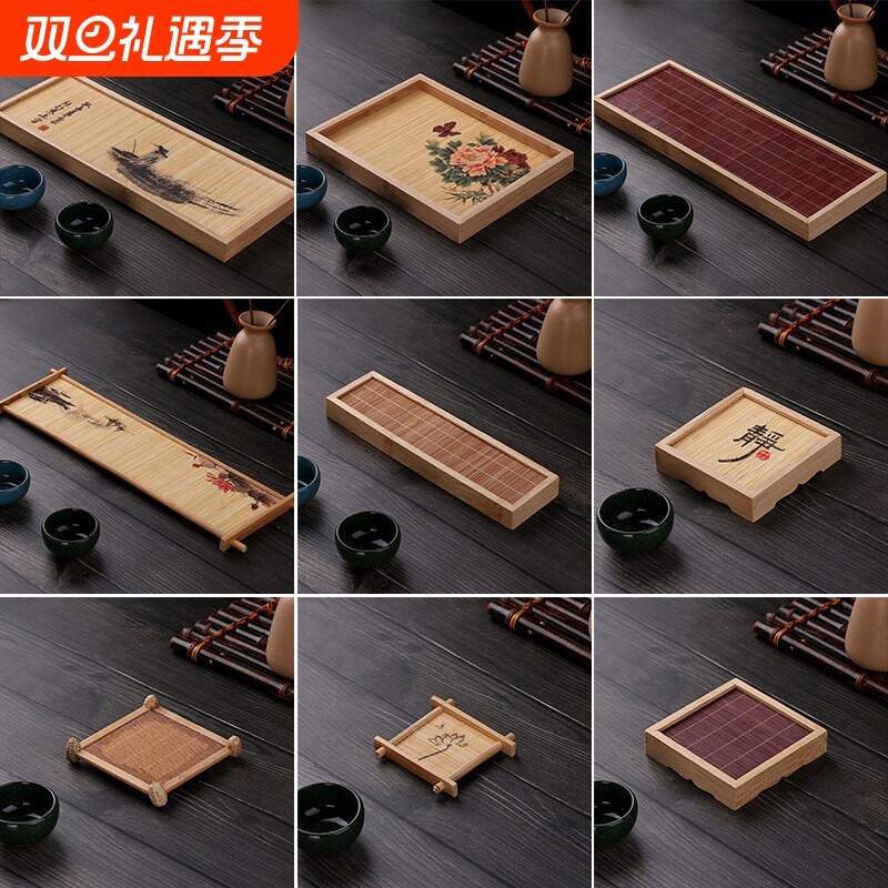 竹丝杯垫 茶席 竹席 功夫茶杯垫 竹制炭化竹垫 茶垫杯托中式方形