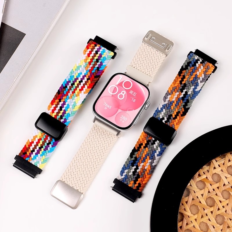 适用华为WatchFIT3手FIT4表带fit3新款编织磁吸腕表fit尼龙回环new智能运动三代手环男女链替换腕带金属