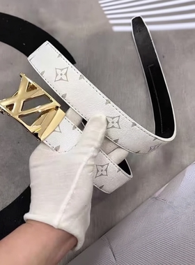 时尚潮流皮带腰带男士自动新款涂鸦休闲真皮字母商务牛仔裤百搭