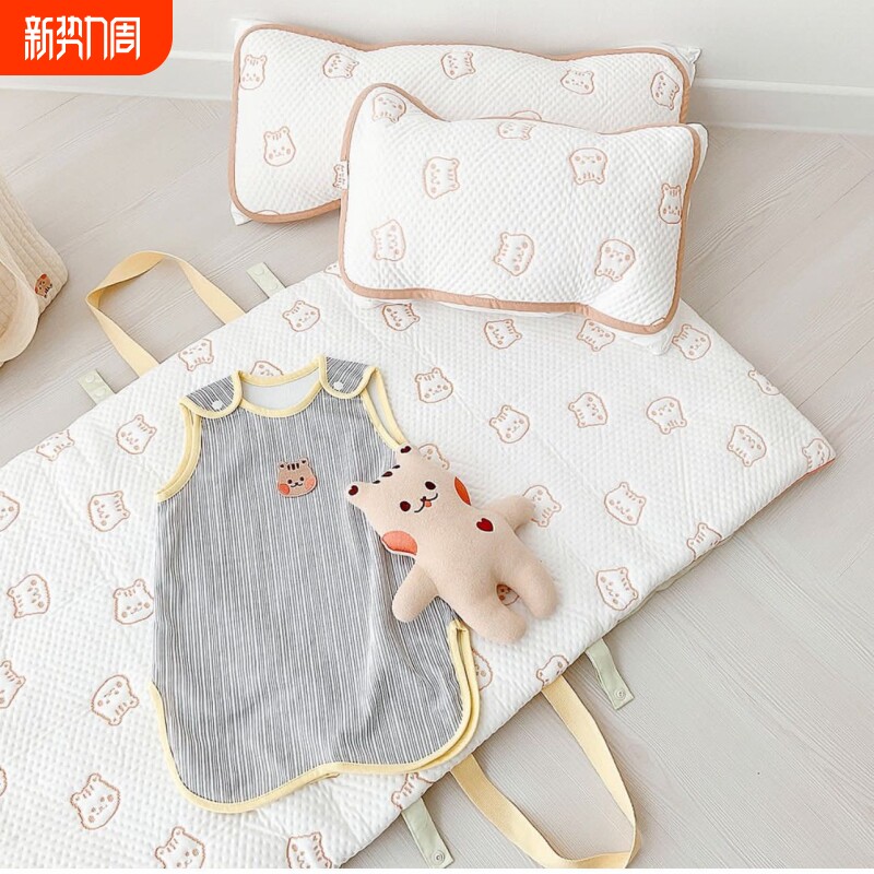 ins风可爱动物全棉凉感折叠床垫床单幼儿园便携式垫子飘窗垫防凉