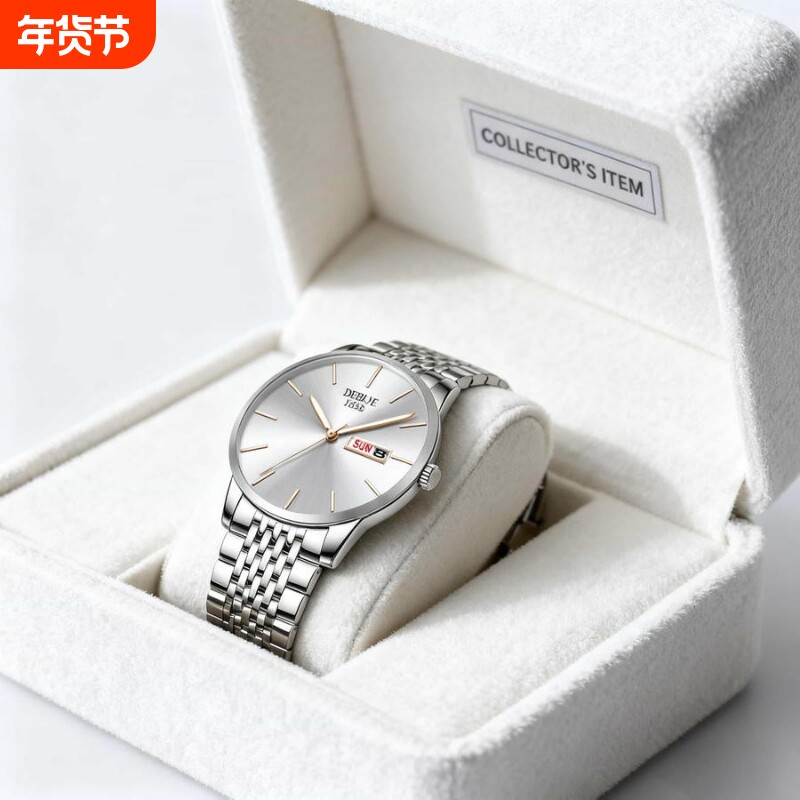 手表男款机械风全自动防水高级感全自动男表数字双日历防水腕表男