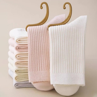 防臭长筒袜秋冬女士运动月子袜薄款 纯棉堆堆袜子女款 中筒袜春秋季