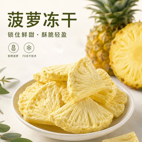 冻干菠萝脆即食凤梨干大片蜜饯果脯水果干泡水波萝干零食