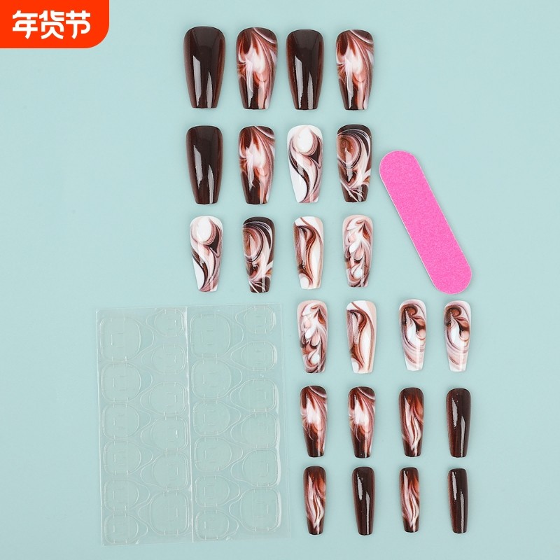 美拉德咖啡配色穿戴式甲片棕色大理石质感美甲芭蕾甲假指甲TB-27,彩妆/香水/美妆工具,穿戴甲/甲片,淘宝优惠券,粉丝福利购,淘宝优惠卷