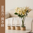 亚克力花瓶客厅插花摆件装 饰富贵竹轻奢高级感玻璃防摔水培瓶玄关
