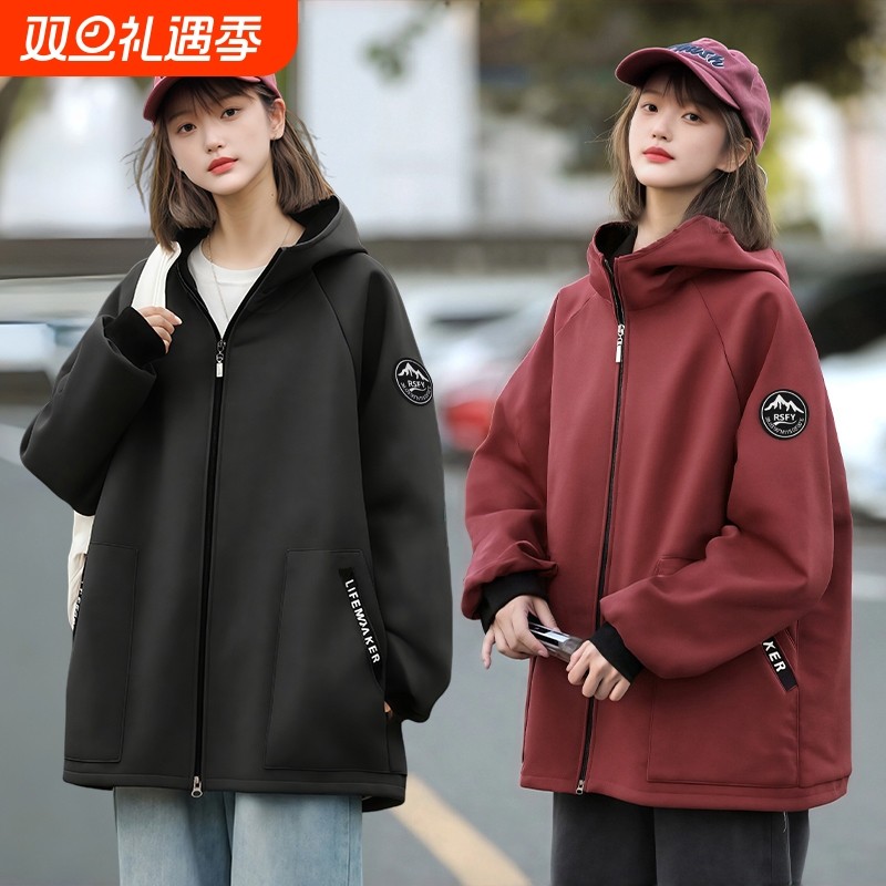 加绒罩衣女冬季外穿时尚户外防水长袖围裙工作服男士厨房家用