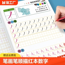 笔画笔顺描红本数字拼音英语字母全套幼儿园大班中班小班初学者幼小衔接一年级汉字练字帖儿童偏旁部首写字本幼儿铅笔字帖0到100