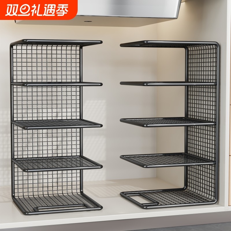 厨房保鲜膜置物架下水槽隔断橱柜内分层架洗碗台下分层餐具放置架