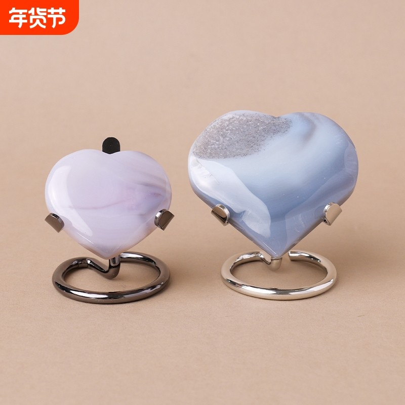 水晶展示架原石矿标心形水晶簇矿石化石标本收纳金属底座支架子