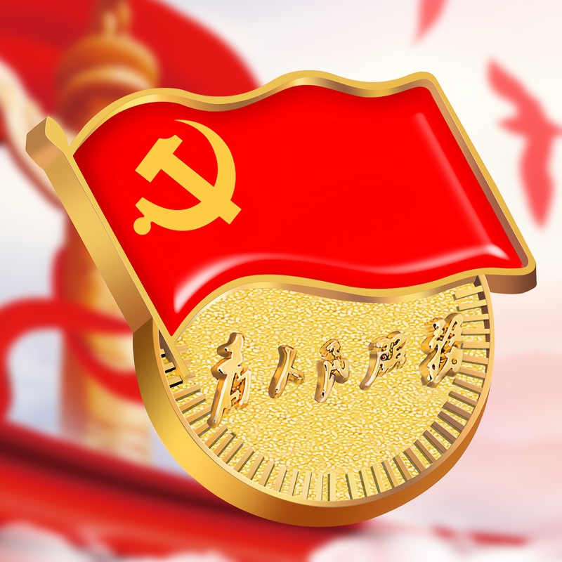 党徽2023年新版磁铁标准型高档党章胸针大磁铁纯铜别针磁吸强力别针式蝴蝶扣党员胸章镀金磁扣金属徽章手工