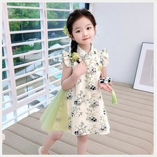 2025夏款裙子童装女童新款可爱国风刺绣旗袍甜美汉服连衣裙公主风