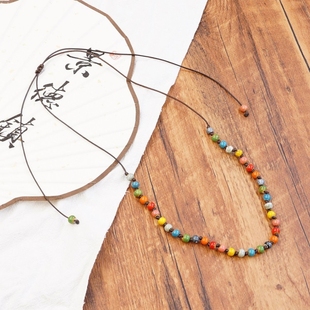 景德镇热卖陶瓷彩珠珠简约复古项链文艺毛衣链男女通用时尚个性