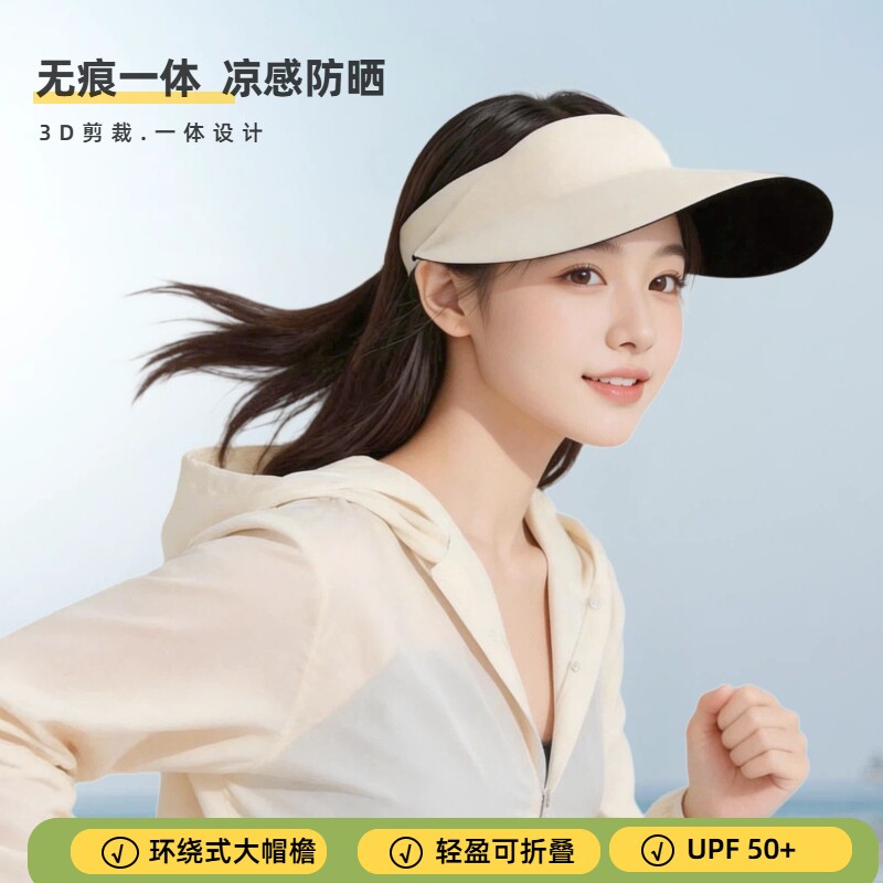 大帽檐帽子遮阳帽女防晒防紫外线夏季空顶遮阳无痕一体可折叠大檐图片