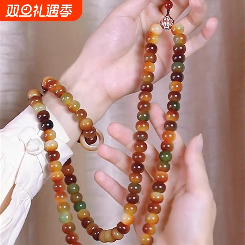 敦煌飞天菩提子文玩手持手串男女款风化菩提根手链108颗佛珠念珠